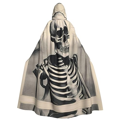 AKDODK Interessanter Skelett-Druck, Kapuzenmantel, Umhang, Halloween, Cosplay, Kostüme, für Erwachsene, Herren, Damen, dunkler Party-Umhang AKDODK Interessanter Skelett-Druck, Kapuzenmantel, Umhang, Halloween, Cosplay, Kostüme, für Erwachsene, Herren, Damen, dunkler Party-Umhang von AKDODK