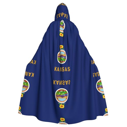 AKDODK Kansas Bademantel mit Staatsflaggen-Druck, mit Kapuze, Halloween, Cosplay, Kostüme für Erwachsene, Herren, Damen, dunkler Party-Umhang AKDODK Kansas Bademantel mit Staatsflaggen-Druck, mit Kapuze, Halloween, Cosplay, Kostüme für Erwachsene, Herren, Damen, dunkler Party-Umhang von AKDODK