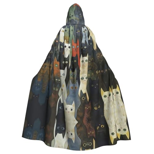AKDODK Kapuzenmantel mit Katzen-Aufdruck, Halloween-Cosplay-Kostüme für Erwachsene, Herren, Damen, dunkler Party-Umhang AKDODK Kapuzenmantel mit Katzen-Aufdruck, Halloween-Cosplay-Kostüme für Erwachsene, Herren, Damen, dunkler Party-Umhang von AKDODK