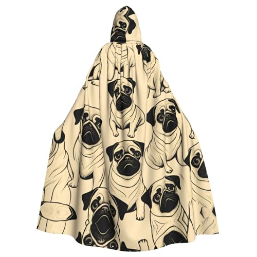 AKDODK Kapuzenmantel mit niedlichem Mops-Aufdruck, Halloween-Cosplay-Kostüme für Erwachsene, Herren, Damen, dunkler Party-Umhang AKDODK Kapuzenmantel mit niedlichem Mops-Aufdruck, Halloween-Cosplay-Kostüme für Erwachsene, Herren, Damen, dunkler Party-Umhang von AKDODK