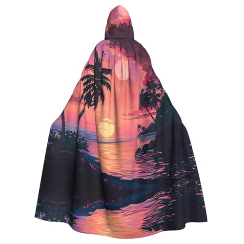 AKDODK Kapuzenmantel mit tropischem Sonnenuntergang-Druck, Halloween, Cosplay, Kostüme für Erwachsene, Herren, Damen, dunkler Party-Umhang AKDODK Kapuzenmantel mit tropischem Sonnenuntergang-Druck, Halloween, Cosplay, Kostüme für Erwachsene, Herren, Damen, dunkler Party-Umhang von AKDODK