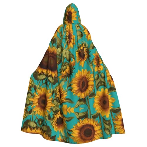 AKDODK Kapuzenumhang mit Sonnenblumen-Aufdruck, Halloween, Cosplay, für Erwachsene, Herren, Damen, dunkler Party-Umhang AKDODK Kapuzenumhang mit Sonnenblumen-Aufdruck, Halloween, Cosplay, für Erwachsene, Herren, Damen, dunkler Party-Umhang von AKDODK