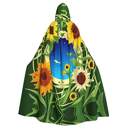 AKDODK Kapuzenumhang mit Sonnenblumenmuster, für Halloween, Cosplay, für Erwachsene, Herren, Damen, dunkler Party-Umhang AKDODK Kapuzenumhang mit Sonnenblumenmuster, für Halloween, Cosplay, für Erwachsene, Herren, Damen, dunkler Party-Umhang von AKDODK