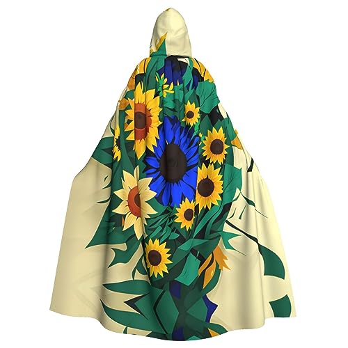 AKDODK Kapuzenumhang mit Sonnenblumenmuster, für Halloween, Cosplay, für Erwachsene, Herren, Damen, dunkler Party-Umhang AKDODK Kapuzenumhang mit Sonnenblumenmuster, für Halloween, Cosplay, für Erwachsene, Herren, Damen, dunkler Party-Umhang von AKDODK