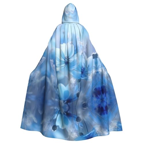AKDODK Kapuzenumhang mit blauem Blumendruck, Halloween, Cosplay, für Erwachsene, Herren, Damen, dunkler Party-Umhang AKDODK Kapuzenumhang mit blauem Blumendruck, Halloween, Cosplay, für Erwachsene, Herren, Damen, dunkler Party-Umhang von AKDODK