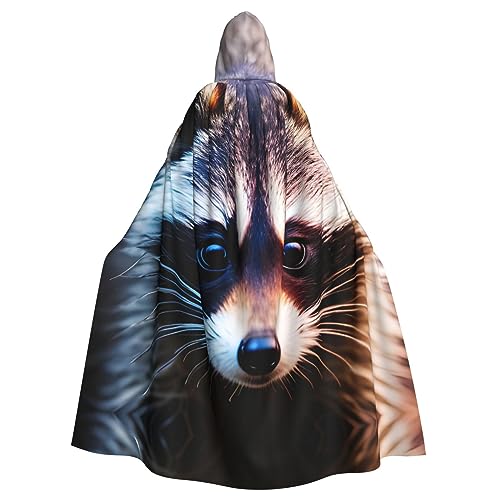 AKDODK Kleiner Waschbär-Gesichtsaufdruck, Kapuzenmantel, Umhang, Halloween, Cosplay, Kostüme, für Erwachsene, Herren, Damen, dunkler Party-Umhang AKDODK Kleiner Waschbär-Gesichtsaufdruck, Kapuzenmantel, Umhang, Halloween, Cosplay, Kostüme, für Erwachsene, Herren, Damen, dunkler Party-Umhang von AKDODK