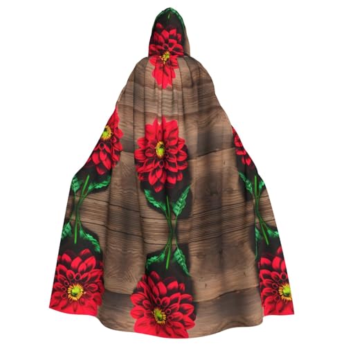 AKDODK Robe aus Holz, Retro-Blume, roter Dahlien-Druck, Kapuzenmantel, Umhang, Halloween, Cosplay, Kostüme, für Erwachsene, Herren, Damen, dunkler Party-Umhang AKDODK Robe aus Holz, Retro-Blume, roter Dahlien-Druck, Kapuzenmantel, Umhang, Halloween, Cosplay, Kostüme, für Erwachsene, Herren, Damen, dunkler Party-Umhang von AKDODK