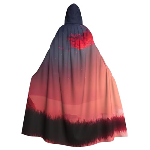 AKDODK Roter Himmel bei Nacht mit Kapuze und Sternenmotiv, für Halloween, Cosplay, Kostüme, für Erwachsene, Herren, Damen, dunkler Party-Umhang AKDODK Roter Himmel bei Nacht mit Kapuze und Sternenmotiv, für Halloween, Cosplay, Kostüme, für Erwachsene, Herren, Damen, dunkler Party-Umhang von AKDODK