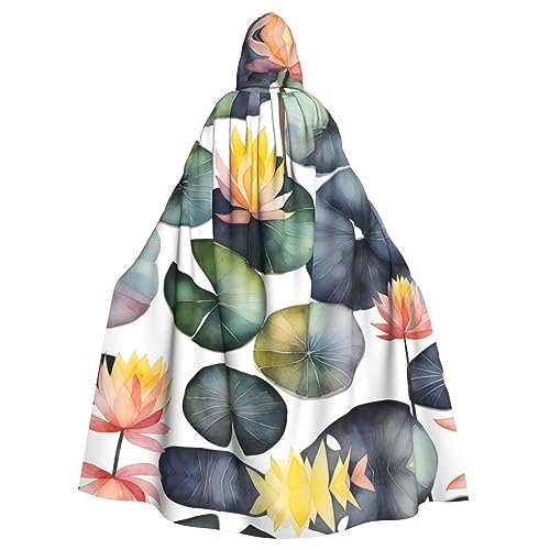 AKDODK Schwarze Lilien-Pads, 1 Aufdruck, Kapuzenmantel, Umhang, Halloween, Cosplay, Kostüme für Erwachsene, Herren, Damen, dunkler Party-Umhang AKDODK Schwarze Lilien-Pads, 1 Aufdruck, Kapuzenmantel, Umhang, Halloween, Cosplay, Kostüme für Erwachsene, Herren, Damen, dunkler Party-Umhang von AKDODK