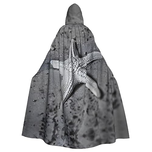 AKDODK Sommer-Bademantel mit Seestern-Muschel-Druck, mit Kapuze, Halloween, Cosplay, für Erwachsene, Herren, Damen, dunkler Party-Umhang AKDODK Sommer-Bademantel mit Seestern-Muschel-Druck, mit Kapuze, Halloween, Cosplay, für Erwachsene, Herren, Damen, dunkler Party-Umhang von AKDODK
