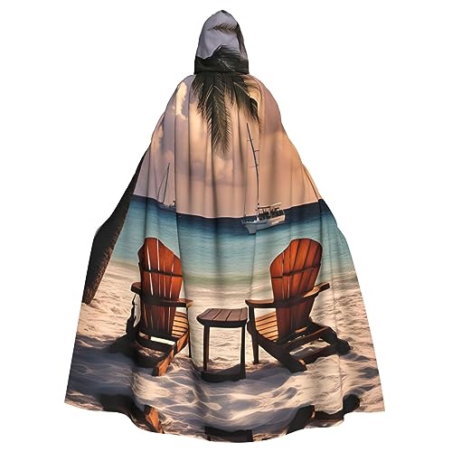 AKDODK Strand-Palmen-Stühle, Boote, bedruckt, Kapuzenmantel, Umhang, Halloween, Cosplay, Kostüme, für Erwachsene, Herren, Damen, dunkler Party-Umhang AKDODK Strand-Palmen-Stühle, Boote, bedruckt, Kapuzenmantel, Umhang, Halloween, Cosplay, Kostüme, für Erwachsene, Herren, Damen, dunkler Party-Umhang von AKDODK