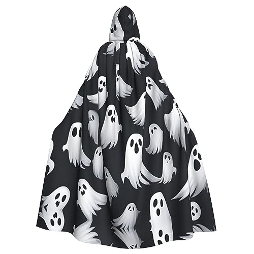 AKDODK Süßes weißes Geister-Halloween-Muster, 1 Druck, Kapuzenmantel, Umhang, Halloween, Cosplay, Kostüme, für Erwachsene, Herren, Damen, dunkler Party-Umhang AKDODK Süßes weißes Geister-Halloween-Muster, 1 Druck, Kapuzenmantel, Umhang, Halloween, Cosplay, Kostüme, für Erwachsene, Herren, Damen, dunkler Party-Umhang von AKDODK