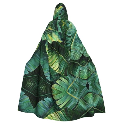 AKDODK Tropische Bananen-Palmenblätter-Druck, Kapuzenmantel, Umhang, Halloween, Cosplay, Kostüme, für Erwachsene, Herren, Damen, dunkler Party-Umhang AKDODK Tropische Bananen-Palmenblätter-Druck, Kapuzenmantel, Umhang, Halloween, Cosplay, Kostüme, für Erwachsene, Herren, Damen, dunkler Party-Umhang von AKDODK