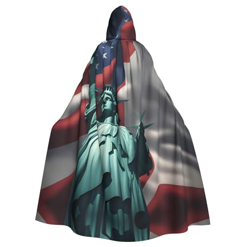 AKDODK Umhang mit Freiheitsstatue, Flagge, mit Kapuze, Halloween, Cosplay, für Erwachsene, Herren, Damen, dunkler Party-Umhang AKDODK Umhang mit Freiheitsstatue, Flagge, mit Kapuze, Halloween, Cosplay, für Erwachsene, Herren, Damen, dunkler Party-Umhang von AKDODK