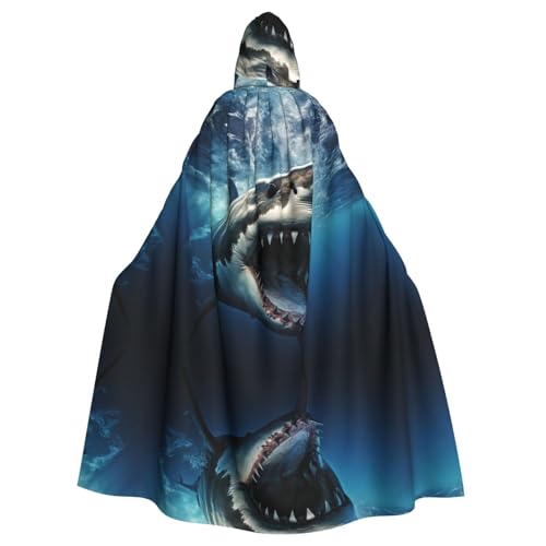 AKDODK Umhang mit Kapuze und Hai-Aufdruck, für Halloween, Cosplay, für Erwachsene, Herren, Damen, dunkler Party-Umhang AKDODK Umhang mit Kapuze und Hai-Aufdruck, für Halloween, Cosplay, für Erwachsene, Herren, Damen, dunkler Party-Umhang von AKDODK