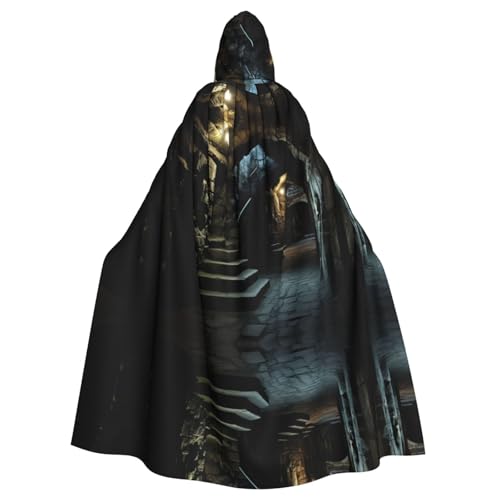 AKDODK Umhang mit Kapuze und altem Kryptus-Druck, Halloween, Cosplay, für Erwachsene, Herren, Damen, dunkler Party-Umhang AKDODK Umhang mit Kapuze und altem Kryptus-Druck, Halloween, Cosplay, für Erwachsene, Herren, Damen, dunkler Party-Umhang von AKDODK