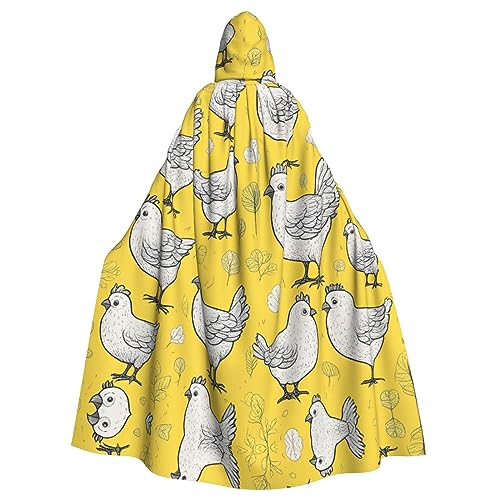AKDODK Umhang mit Kapuze und gelbem Huhn-Aufdruck, Halloween, Cosplay, für Erwachsene, Herren, Damen, dunkler Party-Umhang AKDODK Umhang mit Kapuze und gelbem Huhn-Aufdruck, Halloween, Cosplay, für Erwachsene, Herren, Damen, dunkler Party-Umhang von AKDODK