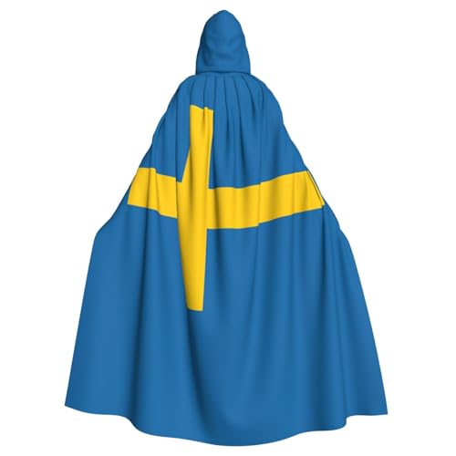 AKDODK Umhang mit schwedischer Flagge, mit Kapuze, Halloween, Cosplay, für Erwachsene, Herren, Damen, dunkler Party-Umhang AKDODK Umhang mit schwedischer Flagge, mit Kapuze, Halloween, Cosplay, für Erwachsene, Herren, Damen, dunkler Party-Umhang von AKDODK