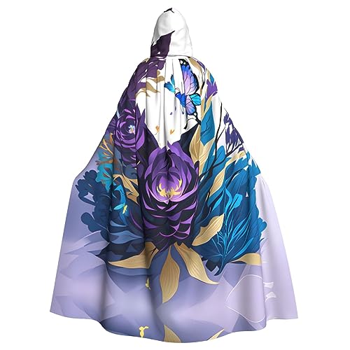 AKDODK Violetter Schmetterlings-Aufdruck, Kapuzenmantel, Umhang, Halloween, Cosplay, Kostüme für Erwachsene, Herren, Damen, dunkler Party-Umhang AKDODK Violetter Schmetterlings-Aufdruck, Kapuzenmantel, Umhang, Halloween, Cosplay, Kostüme für Erwachsene, Herren, Damen, dunkler Party-Umhang von AKDODK