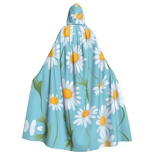 AKDODK Weißes Gänseblümchen auf hellblauem Hintergrund, mit Kapuze, Umhang, Halloween, Cosplay, Kostüme, für Erwachsene, Herren, Damen, dunkler Party-Umhang AKDODK Weißes Gänseblümchen auf hellblauem Hintergrund, mit Kapuze, Umhang, Halloween, Cosplay, Kostüme, für Erwachsene, Herren, Damen, dunkler Party-Umhang von AKDODK