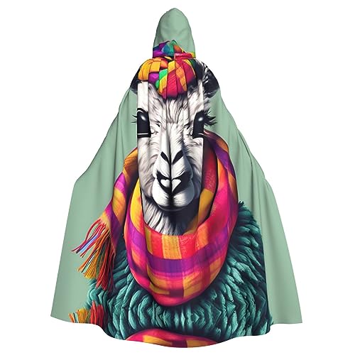 Kapuzenumhang mit Lama-Motiv in einem Schal, Halloween, Cosplay, für Erwachsene, Herren, Damen, dunkler Party-Umhang Kapuzenumhang mit Lama-Motiv in einem Schal, Halloween, Cosplay, für Erwachsene, Herren, Damen, dunkler Party-Umhang von AKDODK