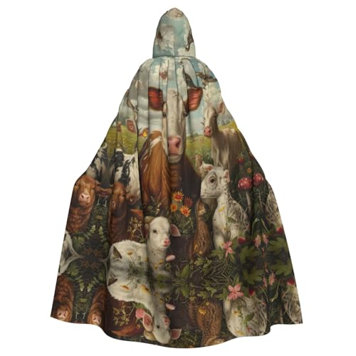 Umhang mit Kapuze und Bauernhof-Tierdruck, Halloween, Cosplay, Kostüme für Erwachsene, Herren, Damen, dunkler Party-Umhang Umhang mit Kapuze und Bauernhof-Tierdruck, Halloween, Cosplay, Kostüme für Erwachsene, Herren, Damen, dunkler Party-Umhang von AKDODK