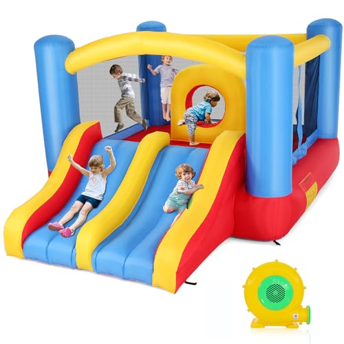 Hüpfburg mit Rutsche, Aufblasbare Springburg für Kinder 3-12 Jahre, Indoor/Outdoor Hüpfschloss mit Basketballkorb, 370 x 275 cm Spielburg inkl. Gebläse für Garten Hüpfburg mit Rutsche, Aufblasbare Springburg für Kinder 3-12 Jahre, Indoor/Outdoor Hüpfschloss mit Basketballkorb, 370 x 275 cm Spielburg inkl. Gebläse für Garten von AKEYDIY