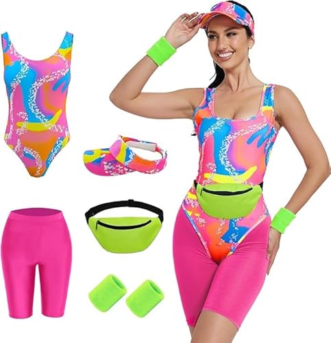 AKFJDLAD 80er 90er Jahre Damen Retro Damen Sportbekleidung Anzüge Halloween Cosplay Bademode Strandmode (S) von AKFJDLAD
