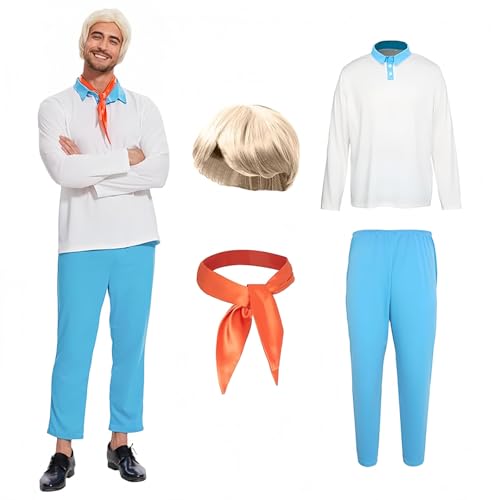 AKFJDLAD Erwachsene Männer Halloween Cosplay Kostüm Outfits Hemd Hosen Set Mit Zubehör (M) von AKFJDLAD