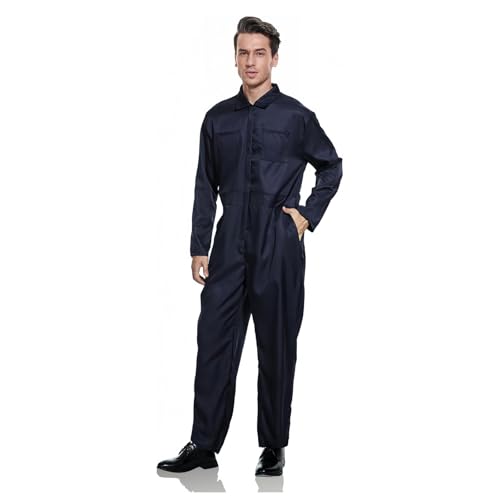 AKFJDLAD Halloween Horror Cosplay Overall Kostüm Für Erwachsene Für Männer Dunkelblau Mechaniker Overalls (S) von AKFJDLAD