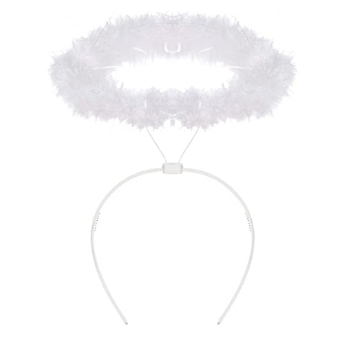 AKH® Weißer Engel Halo | Einheitsgröße | Stirnband | Feder Haarring | Für Weihnachten Halloween Geburtstag Kostüm Party | Engel Kostüm Zubehör für Erwachsene Kinder von AKH