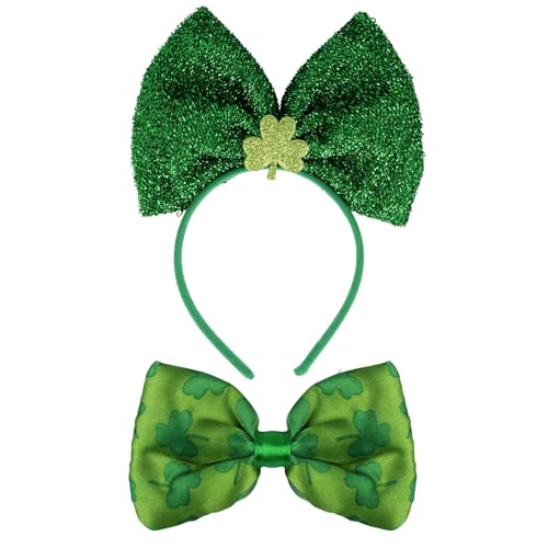 AKH® St. Patrick's Day Party-Kostüm, irisches Stirnband mit Fliege, grünes irisches Party-Kostüm-Set für St. Paddy's Day Feiern und Kostüme, 2 Stück von AKH