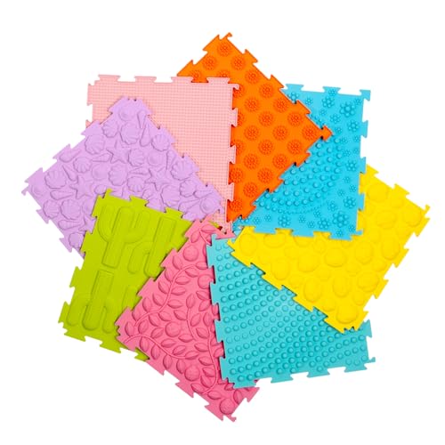 AKIMRABY - 8 Stück sensorische Matten für Kinder, sensorische Fliesen-Puzzle, verschiedene Muster und Farben, orthopädische Silikon-Massagematte für Kinder mit Autismus AKIMRABY - 8 Stück sensorische Matten für Kinder, sensorische Fliesen-Puzzle, verschiedene Muster und Farben, orthopädische Silikon-Massagematte für Kinder mit Autismus von AKIMRABY