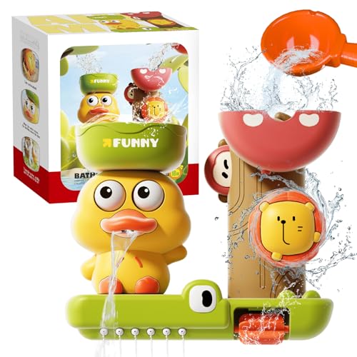 Badewannenspielzeug ab 1 2 3 Jahr, Badespielzeug Baby ab 1 Jahr Wasserspielzeug Kinder Badewannen Spielzeug mit Saugnapf Geschenk für Mädchen Jungen von AKINSTER