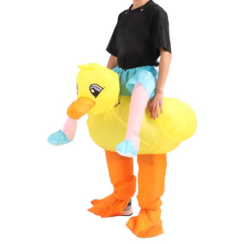 AKLOSIPY Aufblasbare Gelbe Entenkostüm für Erwachsene - Lustiges Leichte und Atmungsaktives Cartoon -Outfit mit Schneller Inflation für Partys und Ereignisse von AKLOSIPY