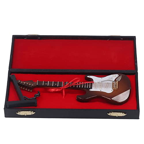 AKLOSIPY Miniatur -E -Gitarrenmodell in Kaffeefarbe 7.1 Zoll Holzdesign mit Halterbox, für Haus und Bürodekoration von AKLOSIPY