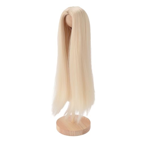 AKLOSIPY Professionelle DIY Doll Perücke Softwärme Gerade Mittleren Teil in Hellgraublau Zur Handwerk (Milchgold) von AKLOSIPY