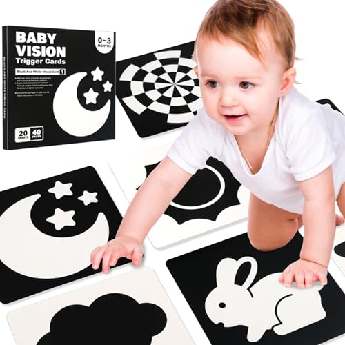 AKOFIC Kontrastkarten Baby Spielzeug 0-3 Monate, Hohe Kontrast Baby Schwarz Weiß Lernkarten, Flash Karten Lernspielzeug für Neugeborene Visuelle Stimulation, 20 Stück 40 Seiten 14 * 14 cm AKOFIC Kontrastkarten Baby Spielzeug 0-3 Monate, Hohe Kontrast Baby Schwarz Weiß Lernkarten, Flash Karten Lernspielzeug für Neugeborene Visuelle Stimulation, 20 Stück 40 Seiten 14 * 14 cm von AKOFIC