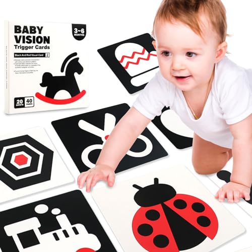 AKOFIC Kontrastkarten Baby Spielzeug 3-6 Monate, Hohe Kontrast Baby Schwarz-Rote Lernkarten, Flash Karten Lernspielzeug für Neugeborene Visuelle Stimulation, 20 Stück 40 Seiten 14 * 14 cm AKOFIC Kontrastkarten Baby Spielzeug 3-6 Monate, Hohe Kontrast Baby Schwarz-Rote Lernkarten, Flash Karten Lernspielzeug für Neugeborene Visuelle Stimulation, 20 Stück 40 Seiten 14 * 14 cm von AKOFIC