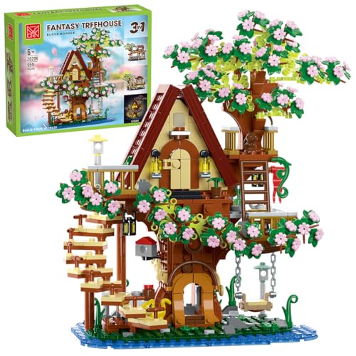 AKOGD Baumhaus Bausteine Bauset mit Licht, 959 Teile Garten Häuser Klemmbausteine Modell, Blumen Baumhaus Architektur Klemmbausteine Bausatz Konstruktionsspielzeug Set für Kinder Erwachsene AKOGD Baumhaus Bausteine Bauset mit Licht, 959 Teile Garten Häuser Klemmbausteine Modell, Blumen Baumhaus Architektur Klemmbausteine Bausatz Konstruktionsspielzeug Set für Kinder Erwachsene von AKOGD