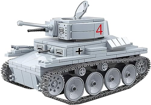 AKOGD Militär Panzer Bausteine Bauset, 535 Teilen LT-38 Leichter Tank Modell, Klemmbausteine Modellbausatz Konstruktionspielzeug für Kinder und Erwachsene von AKOGD