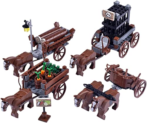 AKOGD Mittelalterlicher Figuren Wagenmodell Bausteine, Custom Krieg Pferd Kit für Minifiguren, Tierfiguren Spielzeug Kompatibel mit Bausteinen der Großen Marken von AKOGD