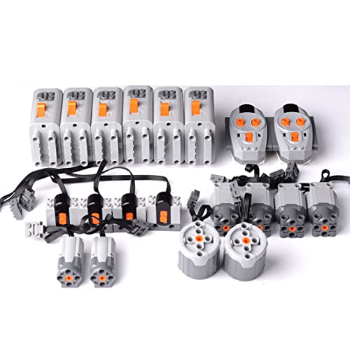 AKOGD Power Functions Set, Motoren Set mit Motor, Fernbedienung, Batteriefach, Empfänger, M/L/XL Motor Kompatibel mit vielen Modellen von AKOGD