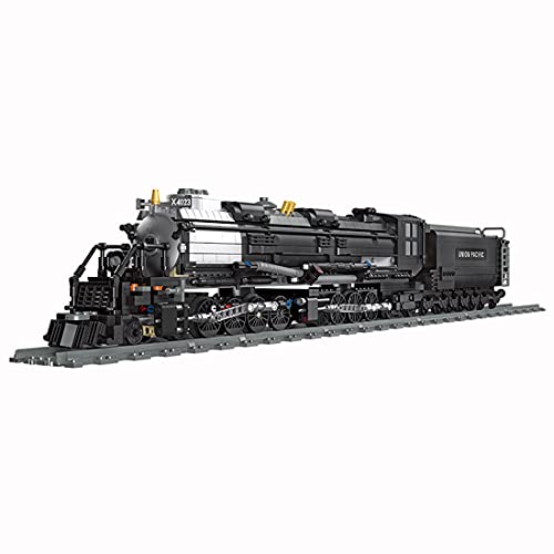 Zug Baustein Modell, Retro Dampflokomotive Klemmbausteine Set mit Eisenbahn Schienen, Güterzug Lokomotive Konstruktionsspielzeug Set für Kinder Erwachsene (Bigboy-1608 Teile) von AKOGD