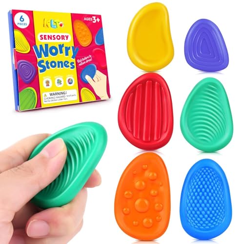 6 Stück Sensory Stones Fidget Toys Stressabbau Spielzeug für Kinder von AKONE