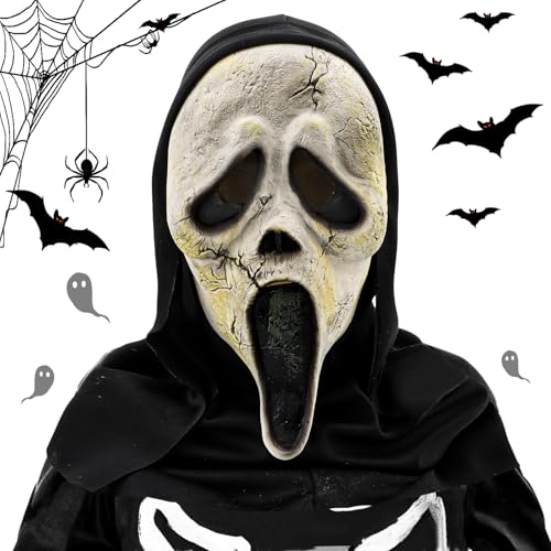 AKONE Ghostface Halloween Horror Maske - Schrei Totenkopf Kostümzubehör für Party, Cosplay, Geister Maskerade - Geeignet für Horrorpartys AKONE Ghostface Halloween Horror Maske - Schrei Totenkopf Kostümzubehör für Party, Cosplay, Geister Maskerade - Geeignet für Horrorpartys von AKONE