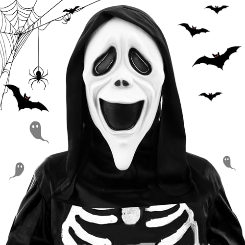 AKONE Ghostface Maske Halloween Horror Masken Schrei Maske Totenkopf Maske Halloween Party Cosplay Geister Maske Maskerade Kostümzubehör Geeignet Für Horrorpartys von AKONE