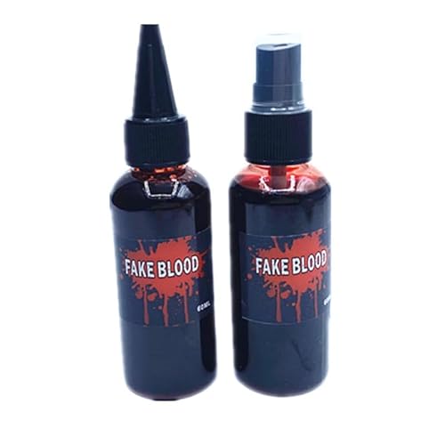 AKONE Halloween Kunstblut 60 ml, 2 Stuck Fake Blood, Film Blut, Vampirblut. Zombieblut, für Karneval, Film, Theater, Unheil, simulierte Wunden (waschbar und sicher) von AKONE