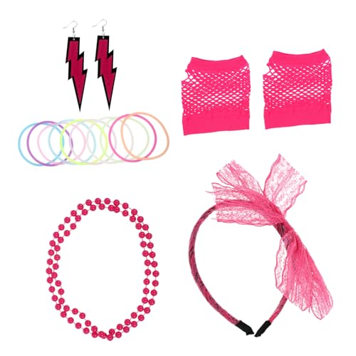 AKOOSY 1 Satz Partykleidung Themenparty Neon Spitze Rave fluoreszierend trendy erste Partynetz Haarband Stylische Halskette Neon-Party-Cosplay-Stütze Partyanzug Stoff Rosy AKOOSY 1 Satz Partykleidung Themenparty Neon Spitze Rave fluoreszierend trendy erste Partynetz Haarband Stylische Halskette Neon-Party-Cosplay-Stütze Partyanzug Stoff Rosy von AKOOSY