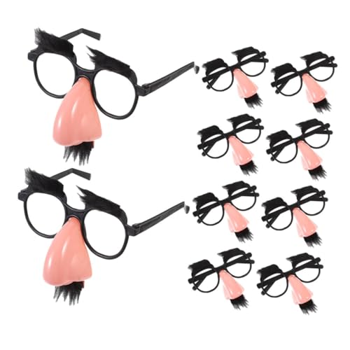 AKOOSY 10 Stück Teiliges Halloween Dekorationsbrillen mit Großer Nase Schwarzes Party-accessoire mit Augenbrauen und Schnurrbart Wiederverwendbare Faschingsbrille für Kostüm von AKOOSY